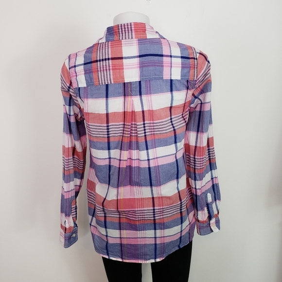 Old Navy The Classic Shirt plaid button down red and blue size medium - Picture 6 of 8